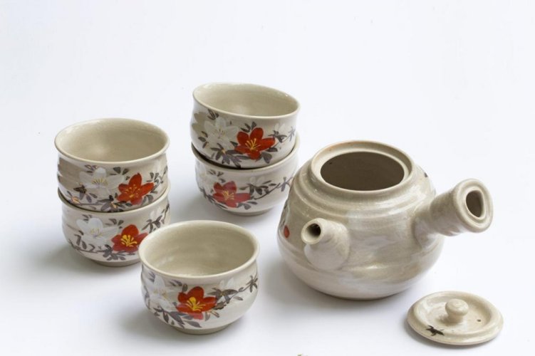 Set da tè giapponese Tokoname Saku anni '80 - teiera 500 ml e 5 ciotoline 110 ml