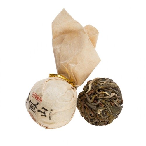 2021 Pu'er verde da alberi antichi di Mingfengshan | Ming Feng Shan Sheng Gu Shu Pu Er Long Zhu - sfere di drago - Variante: Campione 15 g