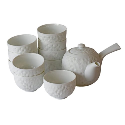 Japanese Tea Set Tokoname Gyomo 80's (signed) - Teapot 550 ml with 10 Cups 150 ml
