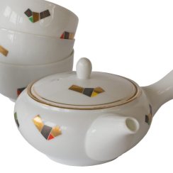 Japanese Tea Set Arita Gendainokin 70-80's (signed) - Teapot 300 ml with 5 Cups 100 ml