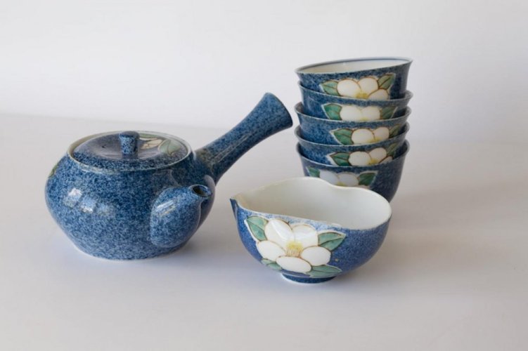 Japanese Tea Set Arita 80's (signed) - Teapot 250 ml, Pitcher with 5 Cups 100 ml
