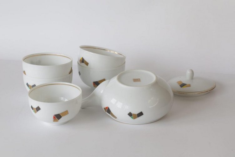 Japanese Tea Set Arita Gendainokin 70-80's (signed) - Teapot 300 ml with 5 Cups 100 ml