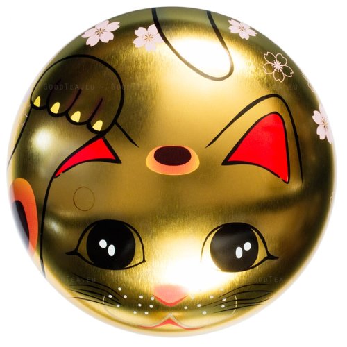Japanese Tea Can Happy Cat Maneki-neko Golden 50 g