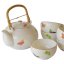 Japanese Tea Set Tokoname Shouzan Hanaiori 80's - Teapot 650 ml with 5 Cups 150 ml