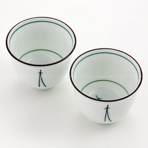 Japanese Porcelain Cup Matsuba 100 ml | Matsuba Yunomi Tokoname-yaki - Option: 3 pcs