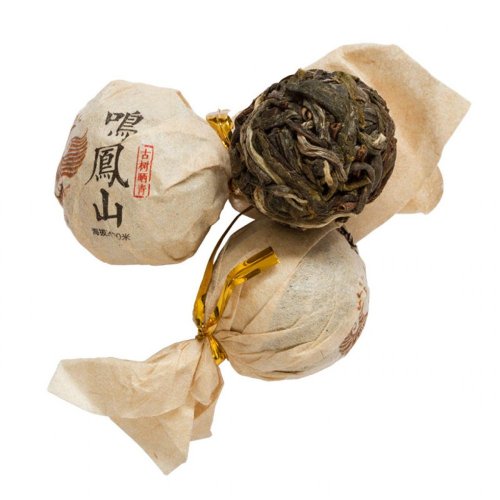 2021 Pu'er verde da alberi antichi di Mingfengshan | Ming Feng Shan Sheng Gu Shu Pu Er Long Zhu - sfere di drago - Variante: Campione 15 g