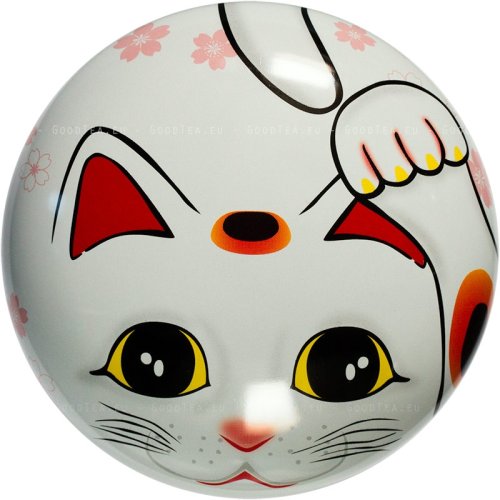 Japanese Tea Can Happy Cat Maneki-neko White 50 g