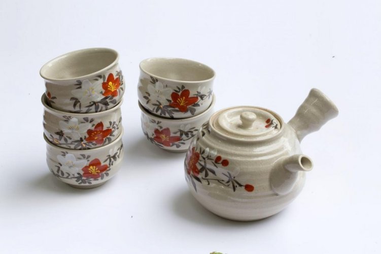 Set da tè giapponese Tokoname Saku anni '80 - teiera 500 ml e 5 ciotoline 110 ml