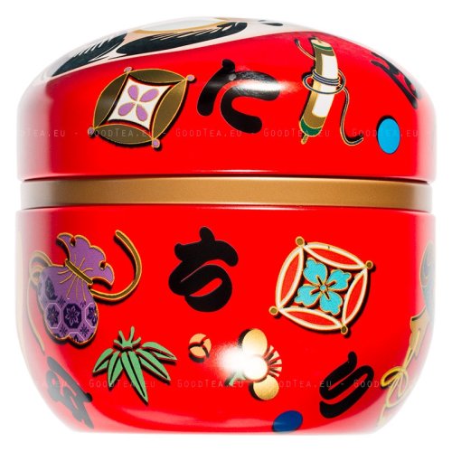 Japanese Tea Can Taiko Drum Red 50 g