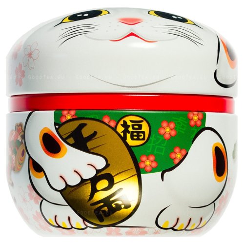 Contenitore giapponese per tè Gatta Felice Maneki-neko - Bianco 50 g