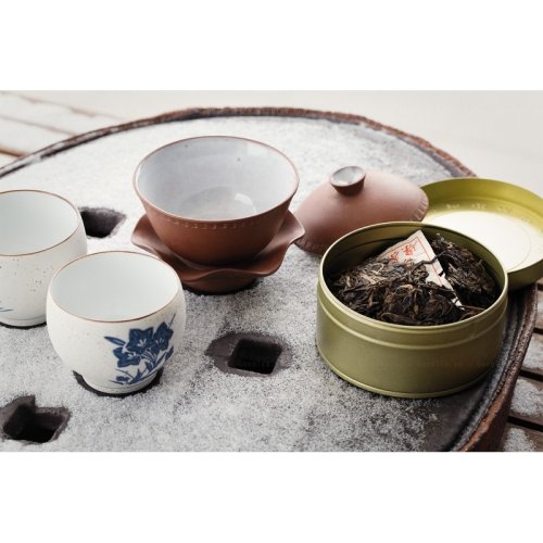 2011 Puer Verde Lock Cha 20° Anniversario | Lock Cha Jing Gu Sheng Pu Er Bing - torta pressata 400 g - Variante: Torta pressata 400 g