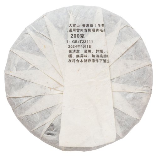2024 Pu'er verde da alberi antichi di Daxueshan | Da Xue Shan Gu Shu Sheng Cha - torta pressata 200 g - Variante: 1 kg